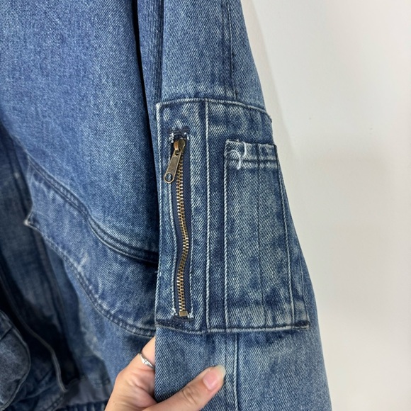 Vintage Hunt Club Oversized Denim Bomber Jean Jacket Y2K Retro Grunge 90s - Picture 4 of 9